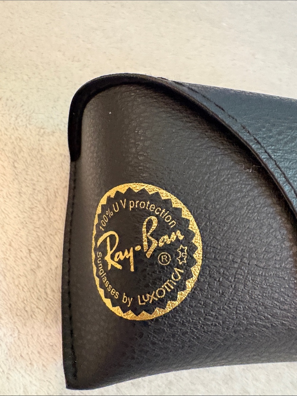 Ray-Ban Black Sunglasses Case with Gold Logo and Gray Microfiber Cloth — EMPTY - Picture 4 of 7